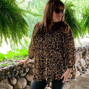 Charter Club 2x leopard print tunic button down lightweight
